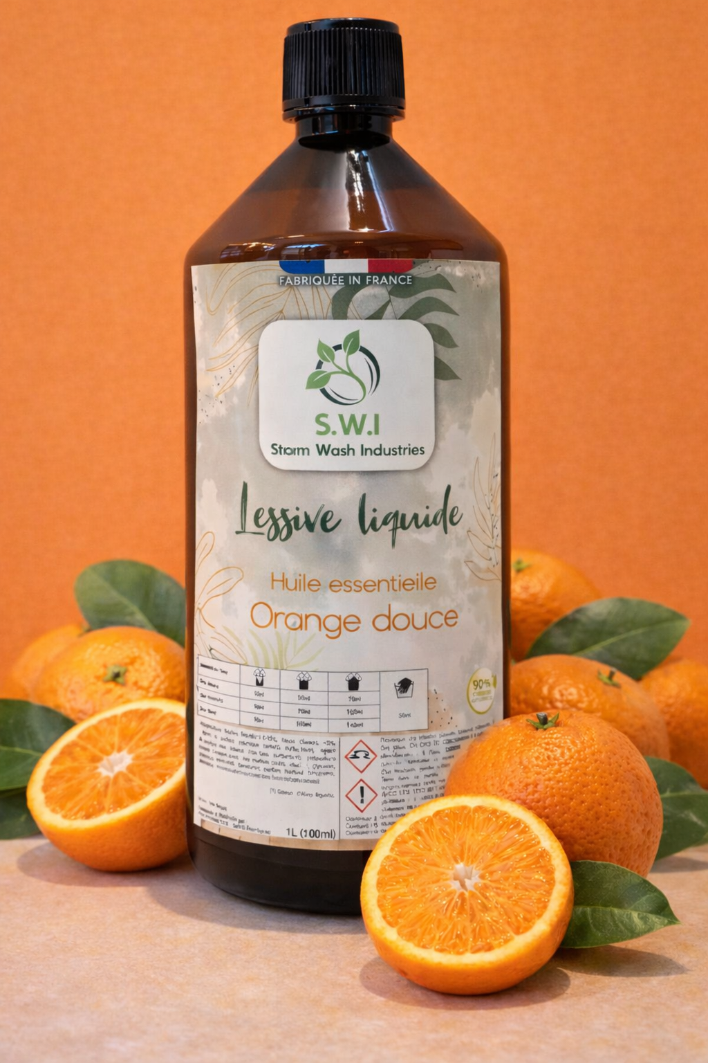 Lessive concentrée parfum huile essentielle orange douce