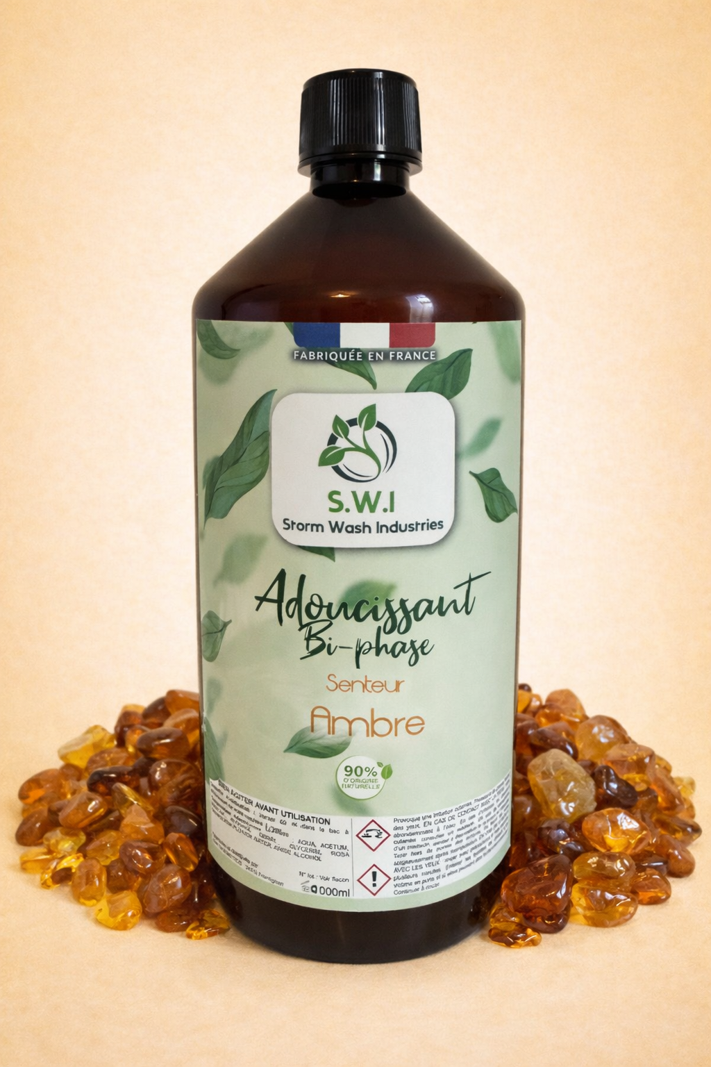 Adoucissant concentré bi-phase parfum ambre